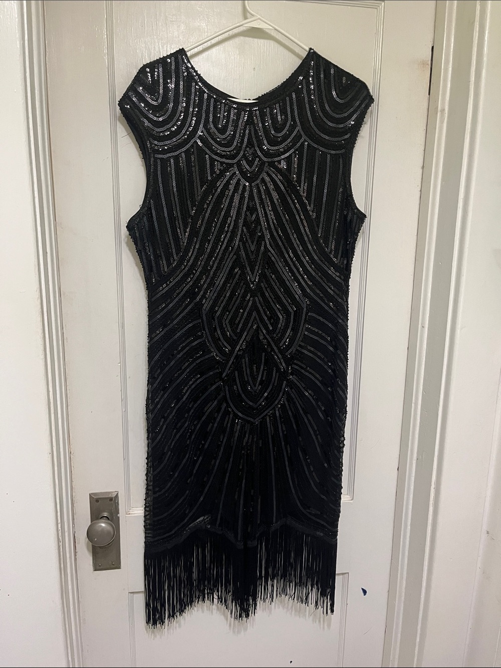 Black Beaded Fringe Mini Dress